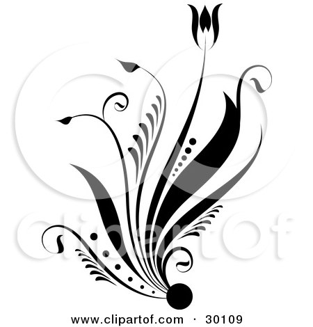 Tattoo by Minty Fresh - Lucky Draw Tattoo - Glendale, AZ. Collector: Unknown Royalty-free clipart picture of a flowering plant silhouetted in black,