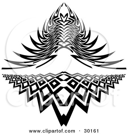 Clipart Illustration of a Set Of Two Black And White Tattoo Designs by KJ