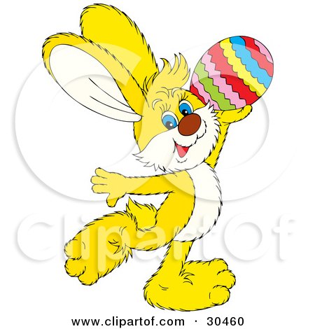 Easter Bunny on Easter Bunny Prancing And Holding Up A Colorful Easter Egg By Alex