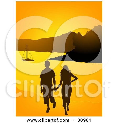 people walking on the beach. Young Couple Walking On A
