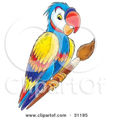 Colorful Parrots on Clipart Illustration Of A Colorful Parrot Perched On A Wooden
