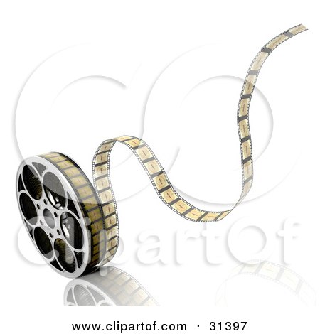 Royalty-free clipart picture of tape rolling off of a film reel, 