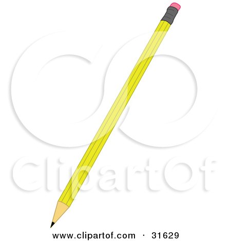 Clipart Illustration of a Long Yellow Number 2 Pencil With An Eraser Tip by