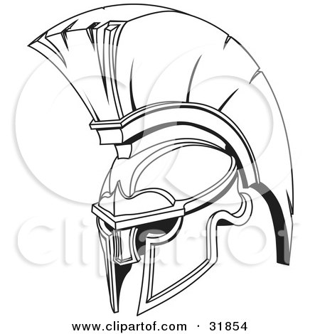 31854-Clipart-Illustration-Of-A-Black-And-White-Spartan-Or-Trojan-Helmet-Part-Of-Body-Armor.jpg