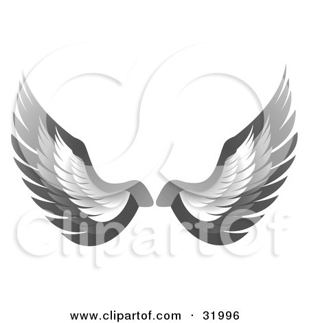 Royalty-free religion clipart picture of a pair of gray bird or angel wings, 