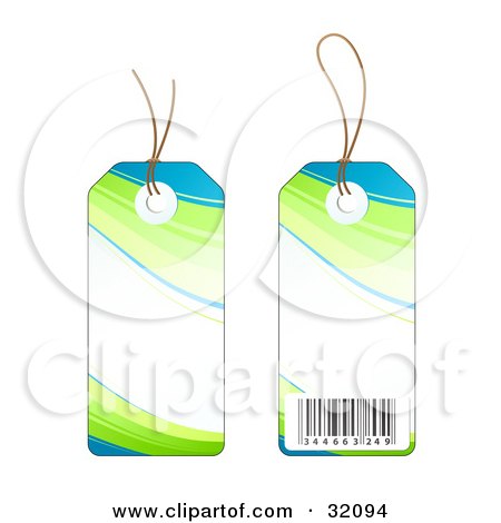 32094-Clipart-Illustration-Of-Two-Sides-Of-A-Blue-Green-And-White-Sales-Price-Tag-With-A-Barcode.jpg
