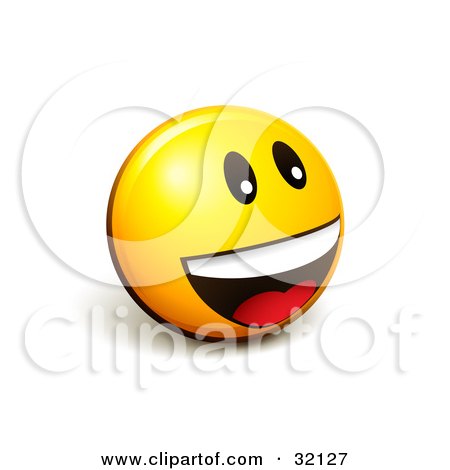 Clipart Illustration of an Expressive Yellow Smiley Face Emoticon Smiling