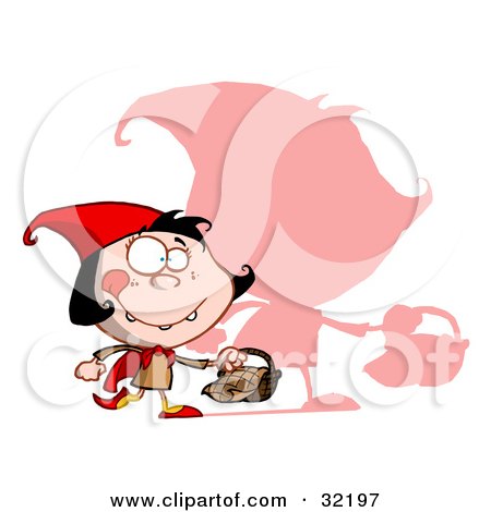 32197-Clipart-Illustration-Of-A-Girl-Little-Red-Riding-Hood-Walking-With-A-Basket-Of-Goodies-With-A-Big-Pink-Shadow.jpg