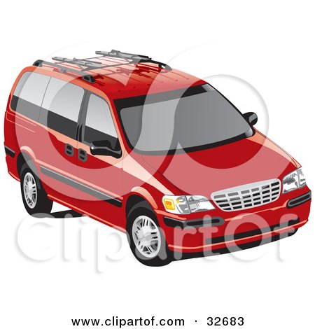 Royalty-free transportation clipart picture of a red Chevrolet Venture 