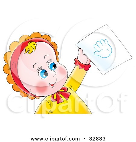 Is That a Baby Handprint Tattoo? Clipart Illustration of a Cute Blue Eyed 