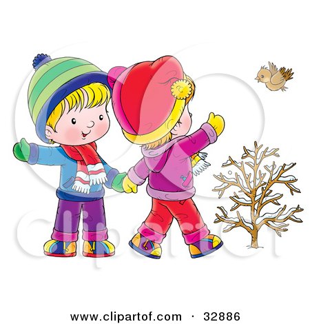 boy and girl holding hands clip art. Royalty-free clipart picture of a little boy and girl walking, holding hands 