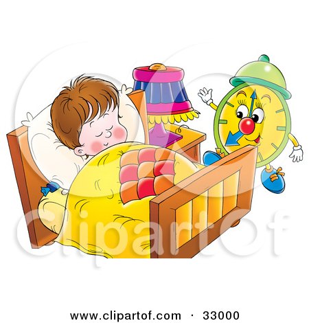 Clipart Illustration of a Bed With A Fluffy Pillow And Blanket by Alex ...