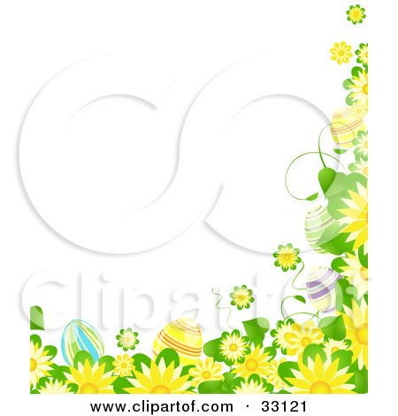 Yellow Flower Picture on Clipart Illustration Of A Border Of Yellow Flowers  Green Leaves And