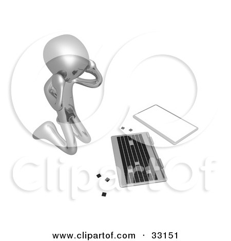 http://images.clipartof.com/small/33151-Clipart-Illustration-Of-A-3d-Stressed-Out-Silver-Person-Kneeling-Before-A-Broken-Laptop-Computer.jpg