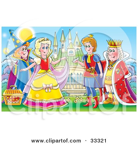 http://images.clipartof.com/small/33321-Clipart-Illustration-Of-A-Fairy-Godmother-Standing-Behind-A-Princess-Like-Cinderella-A-Prince-And-King-Standing-In-Front-Of-A-Castle-With-A-Glass-Slipper.jpg