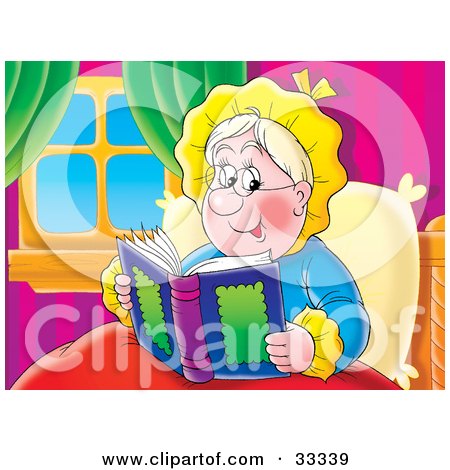 ... Illustration-Of-A-Happy-Granny-Relaxing-In-Bed-And-Reading-A-Book.jpg