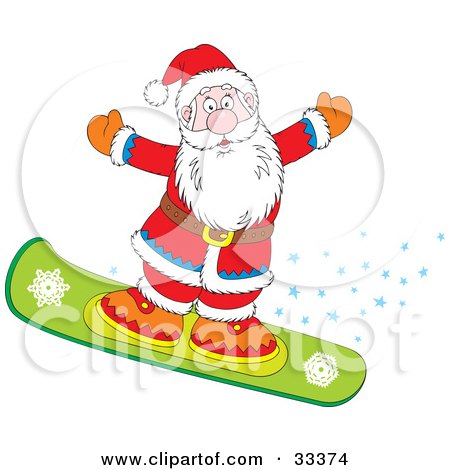 Coloring Pages Snowboarding. Santa Snowboarding And Holding