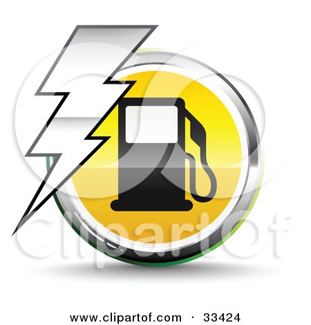 Royalty-free clipart picture of a bolt of lightning over a chrome 
