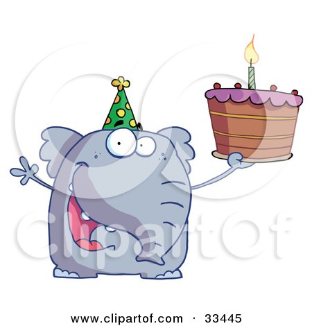 Birthday Party Places on Cake With A Lit Candle Poster Art Print Happy Birthday Party Animal