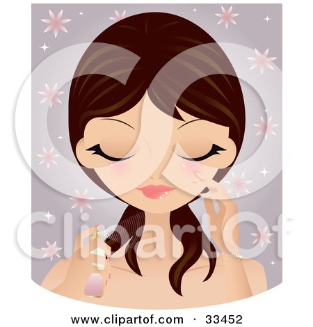 Clipart Illustration of a Beautiful Brunette Caucasian Woman With Green Eyes