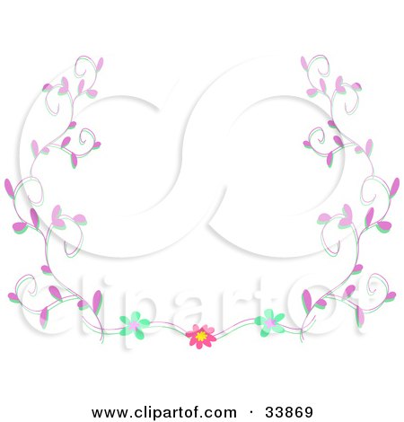33869-Clipart-Illustration-Of-A-White-Background-Bordered-In-Pink-Vines-And-Flowers.jpg