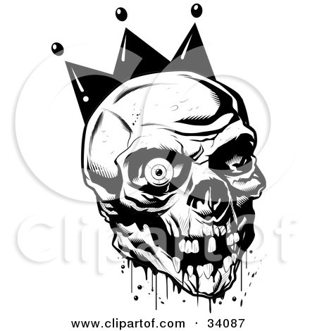 Royalty-free fantasy clipart picture of a bloody joker skull with 