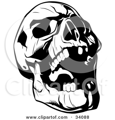 Royalty-free fantasy clipart picture of an evil skull tilting its head back 