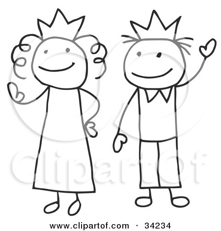 34234-Clipart-Illustration-Of-A-Stick-Queen-And-King-Or-Princess-And-Prince.jpg