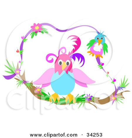 34253-Clipart-Illustration-Of-Two-Colorful-Birds-Perched-On-A-Branch.jpg