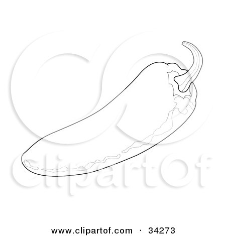 34273-Clipart-Illustration-Of-A-Black-And-White-Outline-Of-A-Chili-Pepper.jpg