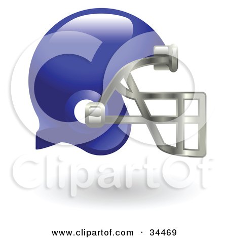 Royalty-free sports clipart picture of a blue protective football helmet, 