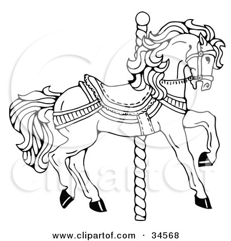 Horse Coloring Sheets on Clipart Illustration Of A Carousel Horse Decorated In Bows And Flowers