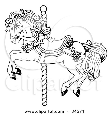 Horse Coloring on Clipart Illustration Of A Carousel Horse Decorated In Bows And Flowers