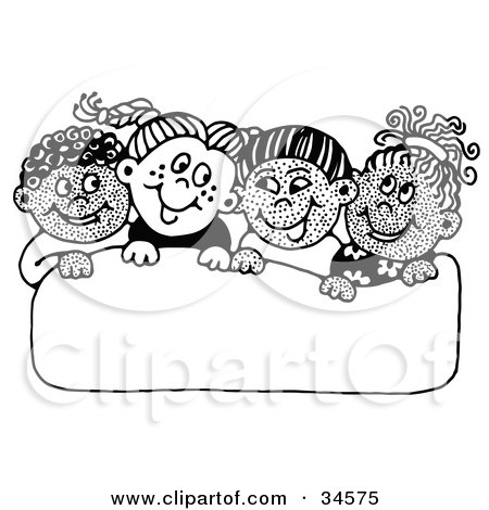Royalty-free people clipart picture of a group of diverse school children 