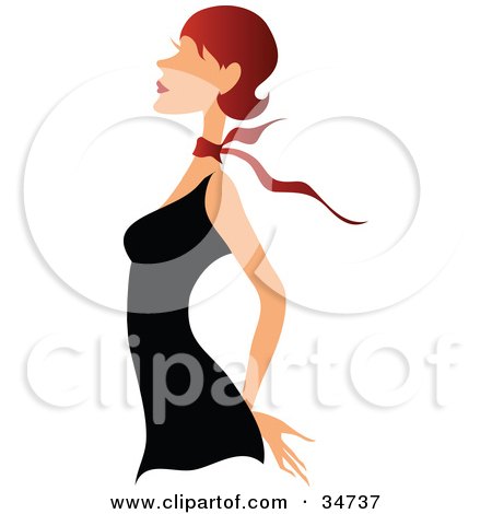 Black   Dress on Red Hair Wearing A Red Ribbon Around Her Neck And A Little Black Dress