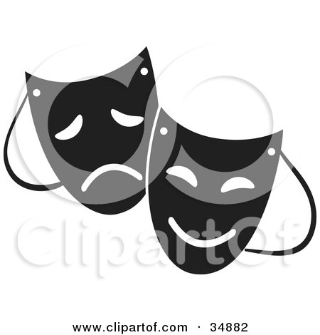 Royalty-free clipart picture of two theater masks with sad and happy 