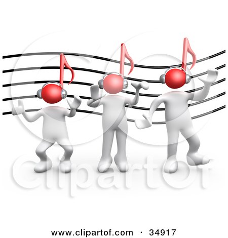 music staff clipart. Clipart Illustration of Three