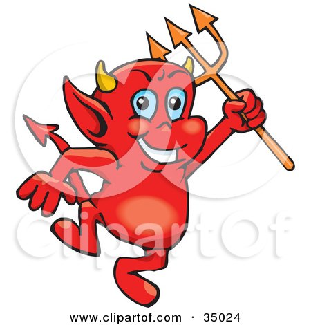  Devil Tattoos on Clipart Illustration Of A Troublesome Little Red Devil Dancing With A