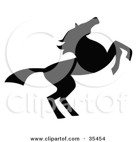 Black Silhouetted South Western Styled Horse Running Right
