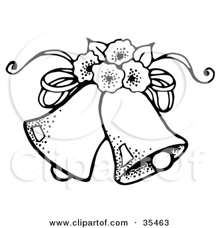 Clipart Illustration of Two Wedding Bells With Flowers by C CharleyFranzwa