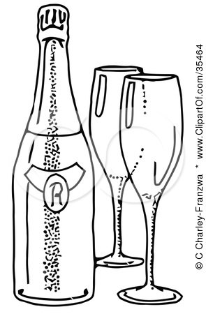 RoyaltyFree RF Illustrations Clipart of Champagne Flutes 1