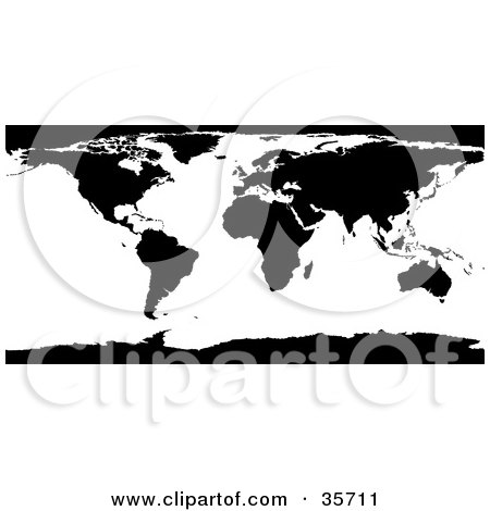 World  Black  White on 35711 Clipart Illustration Of A Black And White World Atlas Map With