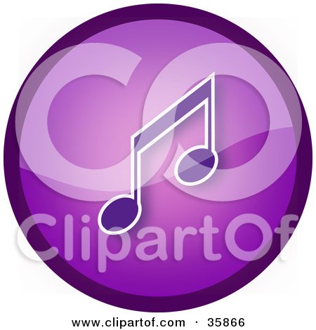Shiny Purple Music Note Icon Button