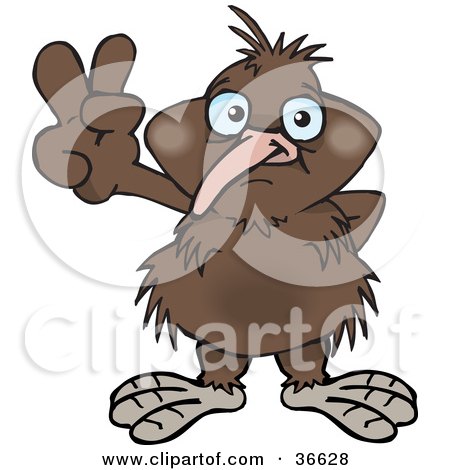 Royalty-free animal clipart picture of a peaceful kiwi bird 