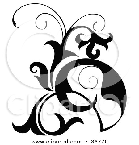 Royalty-free clipart picture of a scroll design element silhouette, 