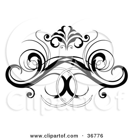  a black decorative design element or back tattoo, on a white background.