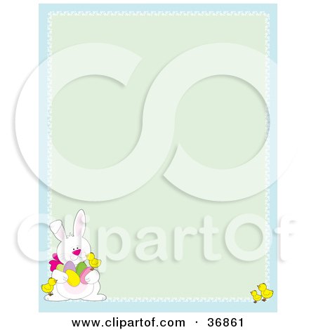 easter bunnies eggs and chicks. Cute White Easter Bunny With