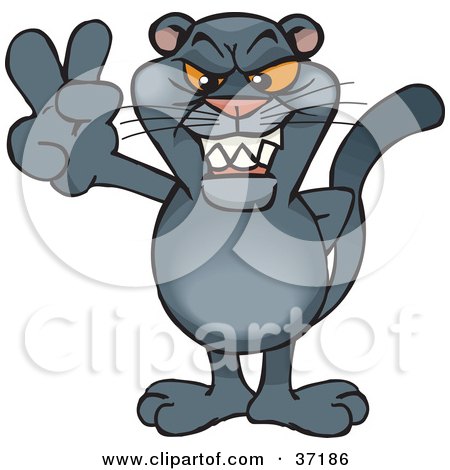 Royalty-free animal clipart picture of a peaceful panther smiling and 