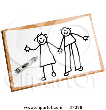  Illustration of a Black And White Line Drawn Couple Holding Hands