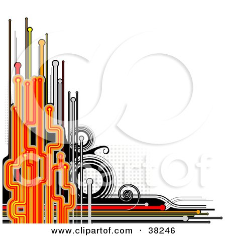 Royalty-free clipart picture of an abstract black, orange and red background 